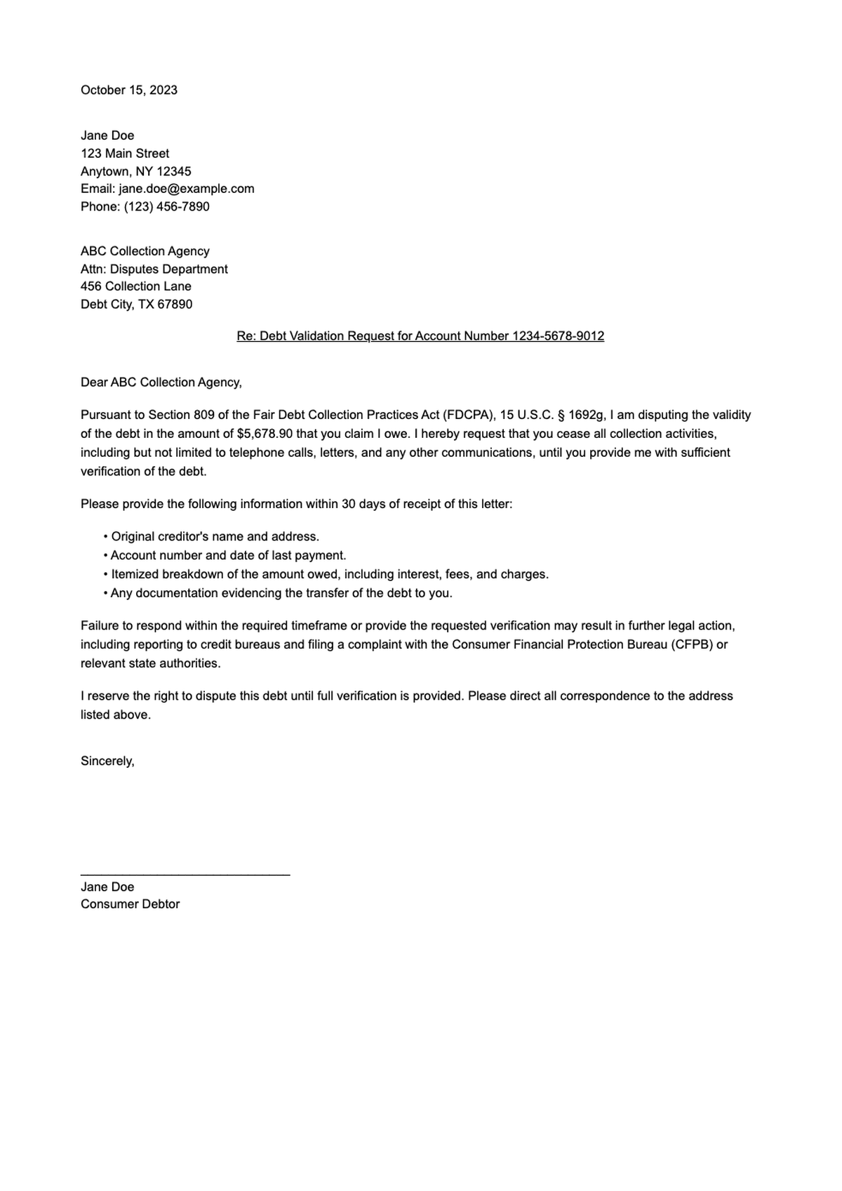 Debt validation request letter template with legal compliance warning_variant_3